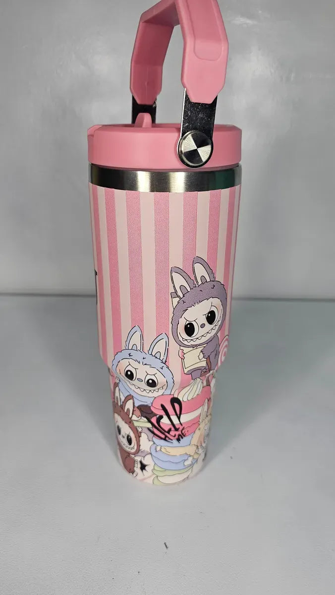 Termo 40 Oz Labubu Agarradera Rosa Pálido